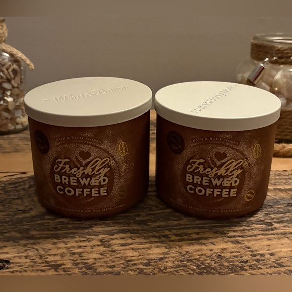 Bath & Body Works Other - Bath and Bodyworks Freshly Brewed Coffee Scent Three Wick Candle NIB ~ Lot of 2